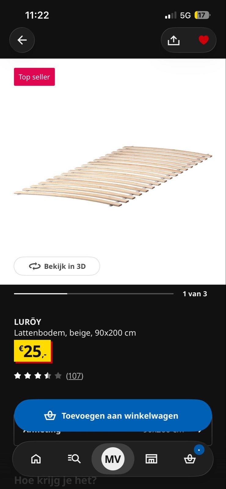 Nieuwe IKEA Luröy lattenbodem 90x200 cm Gratis, Ophalen, 90 cm, Eenpersoons, Nieuw