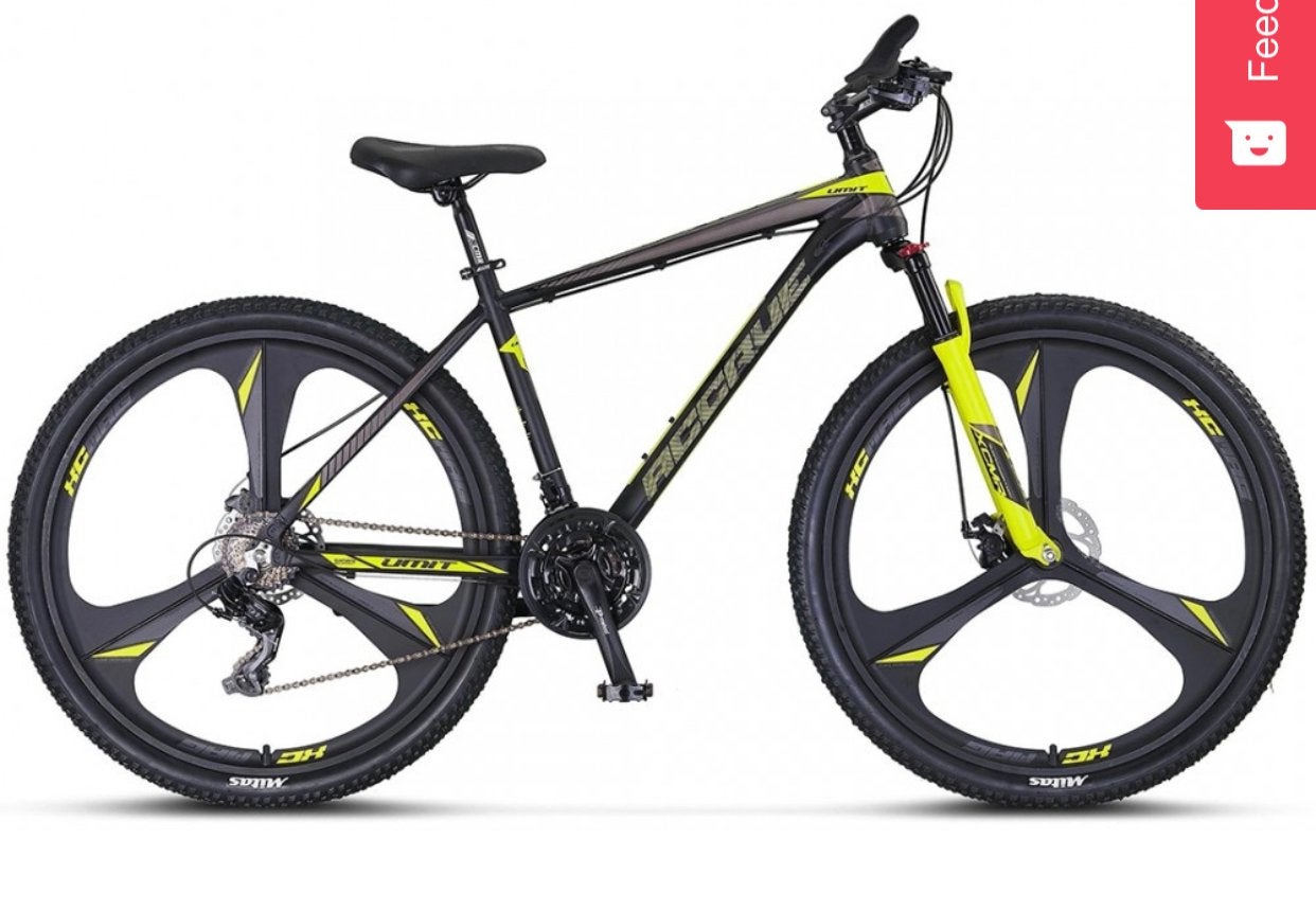 Stoere mountainbike met schijfremmen - Zwart/Geel, Hardtail, Heren, Zo goed als nieuw, Schijfrem