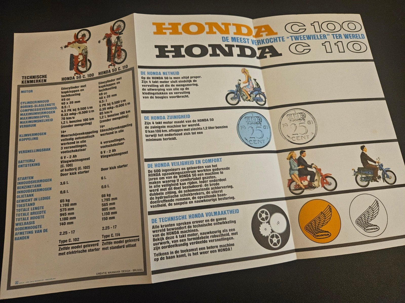 Brochure Honda C100 / C110 jaren, Verzenden, Zo goed als nieuw, Honda