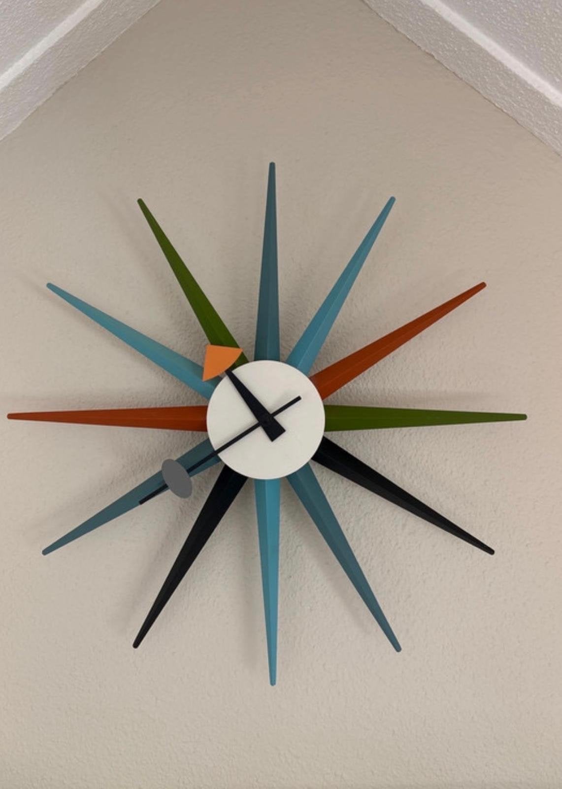 Vintage Wandklok - Vitra Sunburst, Ophalen, Vintage, Analoog, Werkt op batterijen
