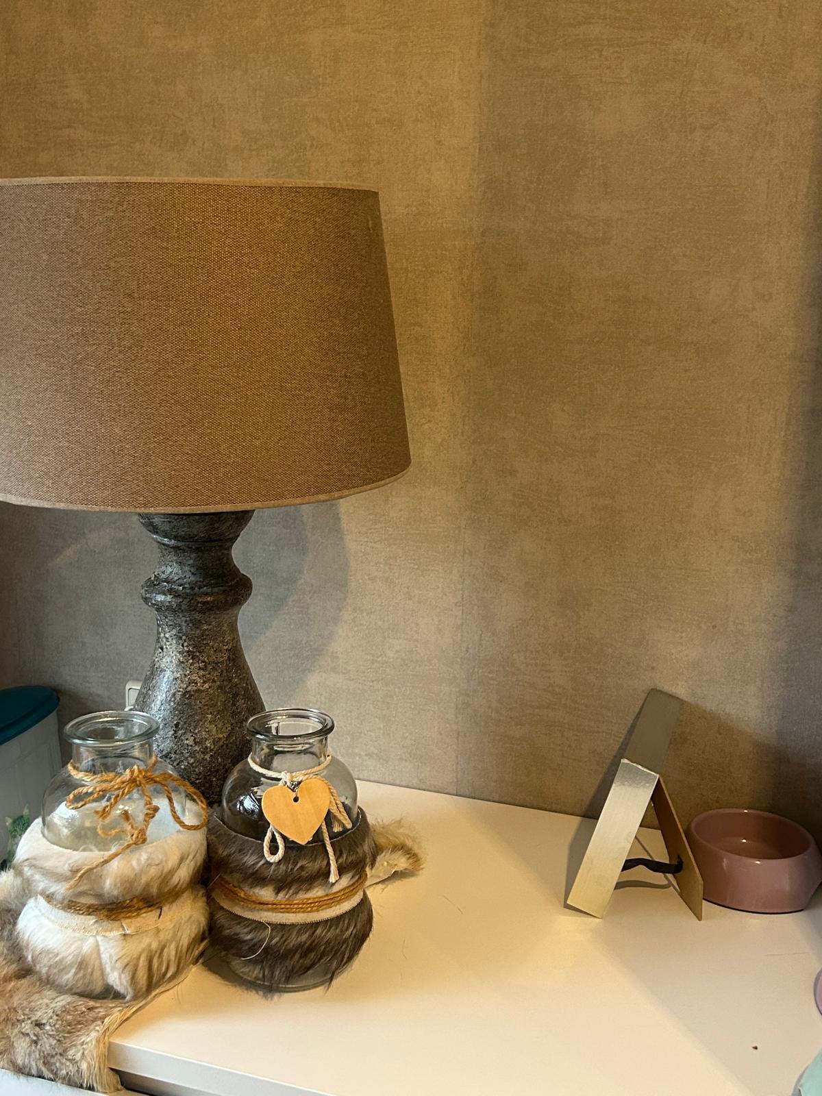 Tafellamp. Beton look met ronde lampen kap, Ophalen, Zo goed als nieuw