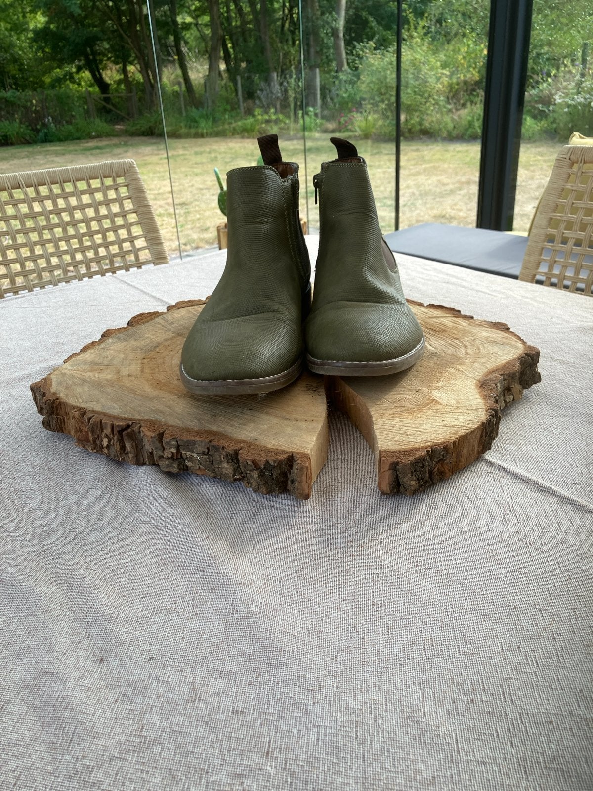 Legergroene boots met rits - Maat 43, Verzenden, Overige kleuren, Boots