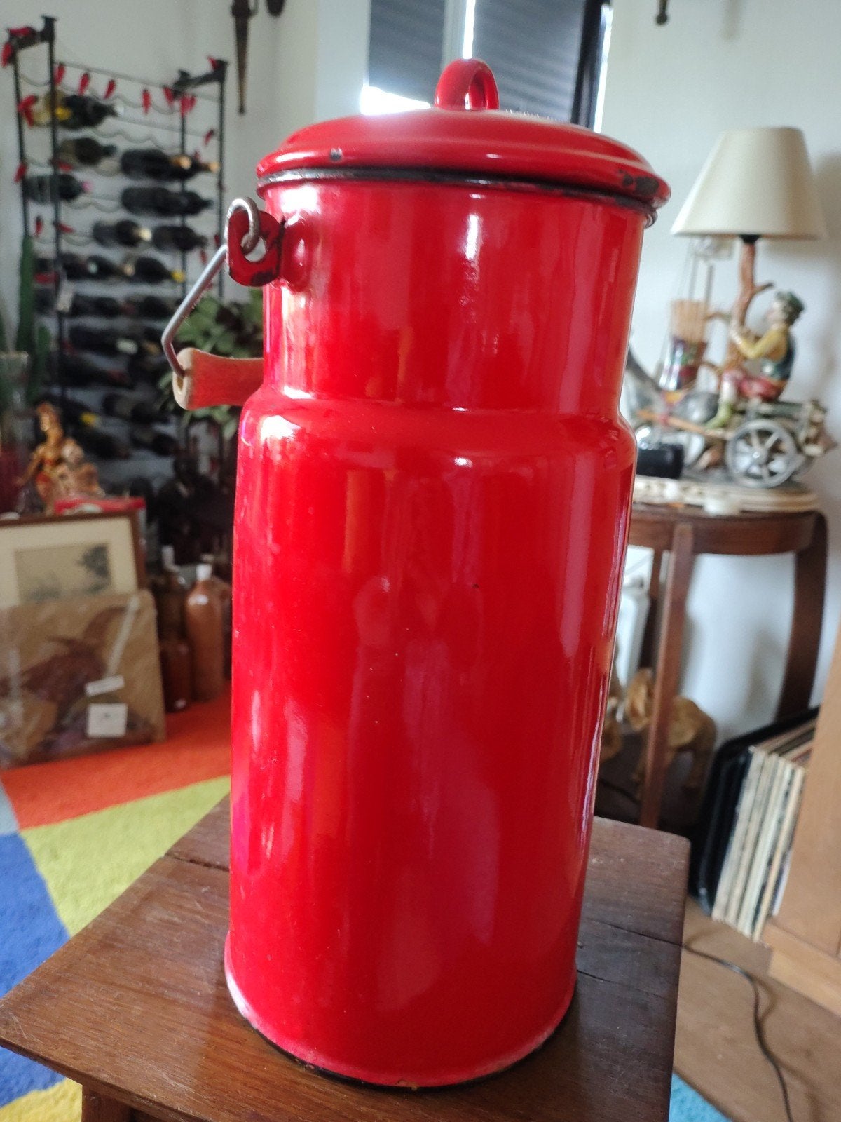 Vintage geëmailleerde melkbus - 34 cm hoog - Oranje, Ophalen of Verzenden