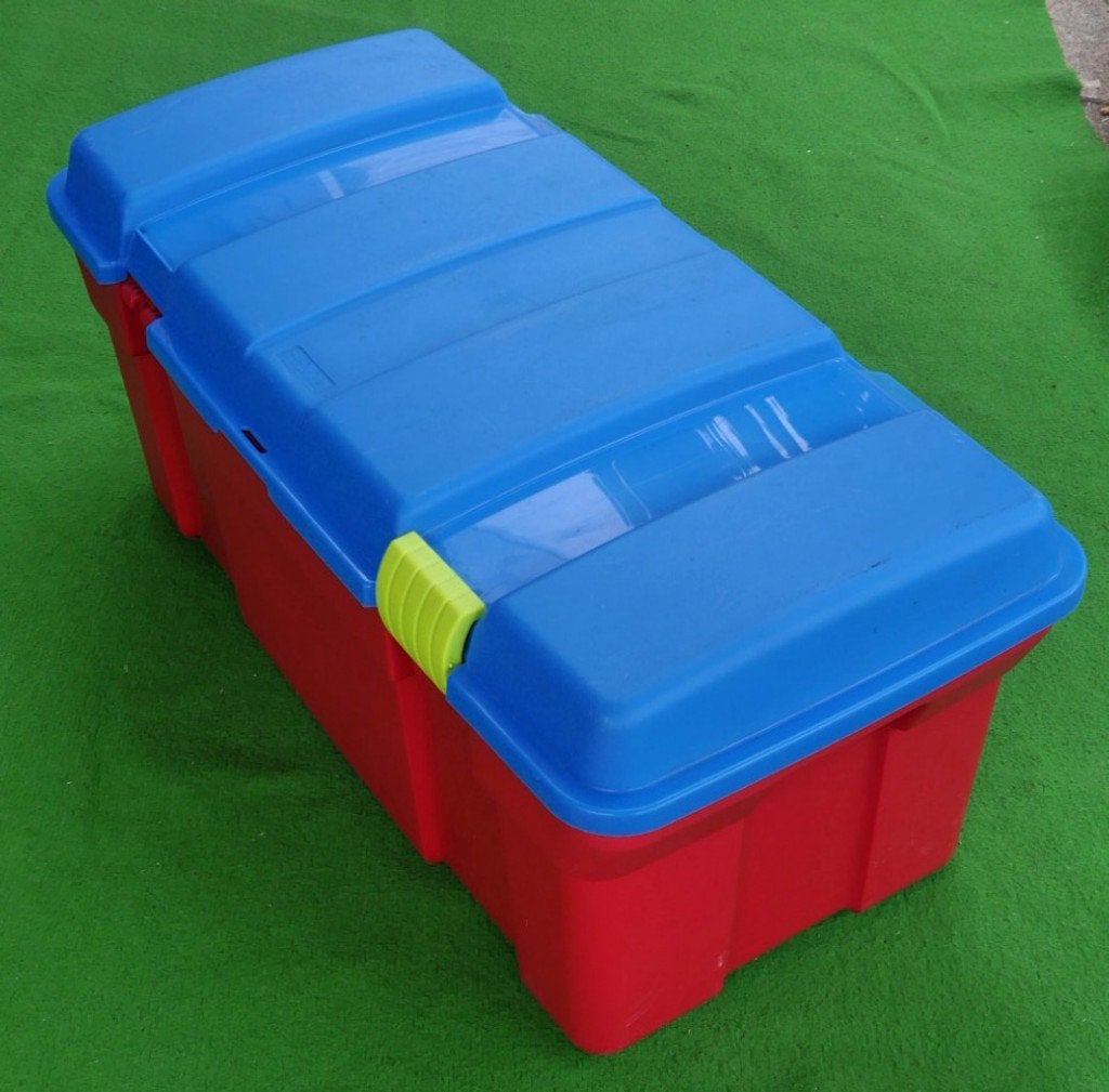 Rood-blauwe duikkist/opbergkist - Curver - 78 liter, Ophalen of Verzenden, Gebruikt