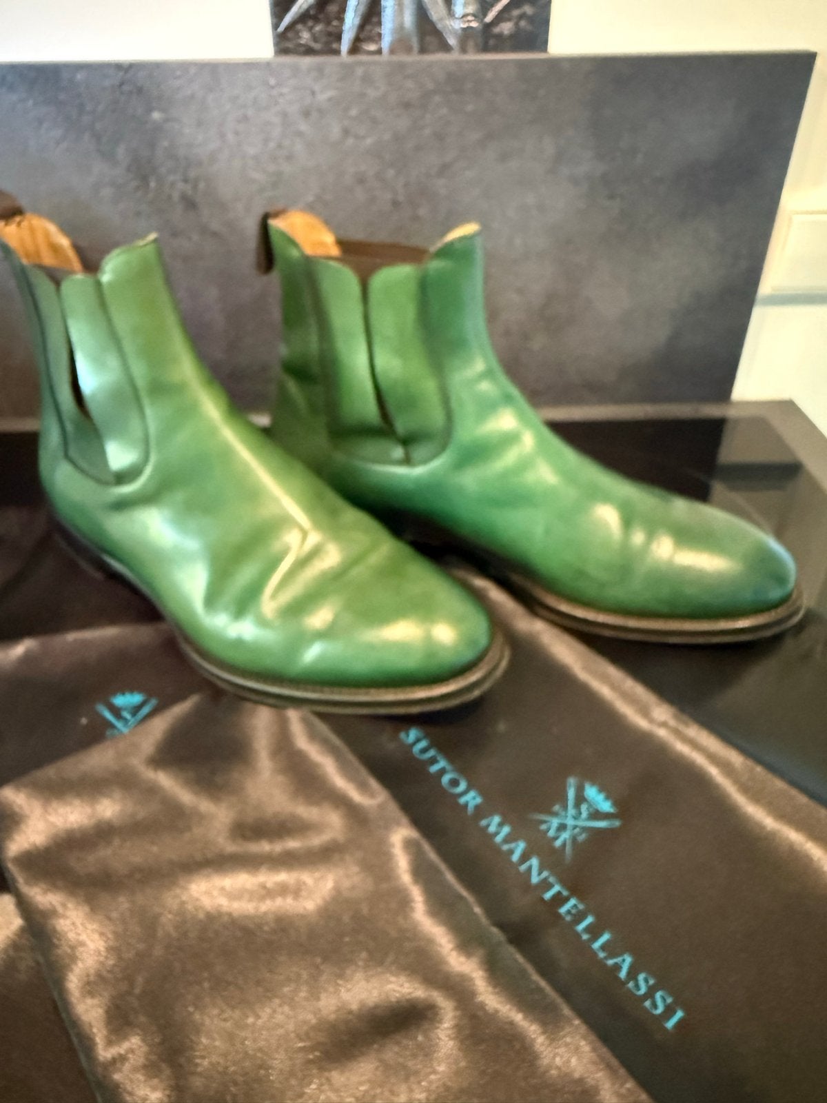 Sutor Mantellassi Groene Chelsea Boots - Maat 8.5, Overige kleuren, Boots, Ophalen of Verzenden, Gedragen