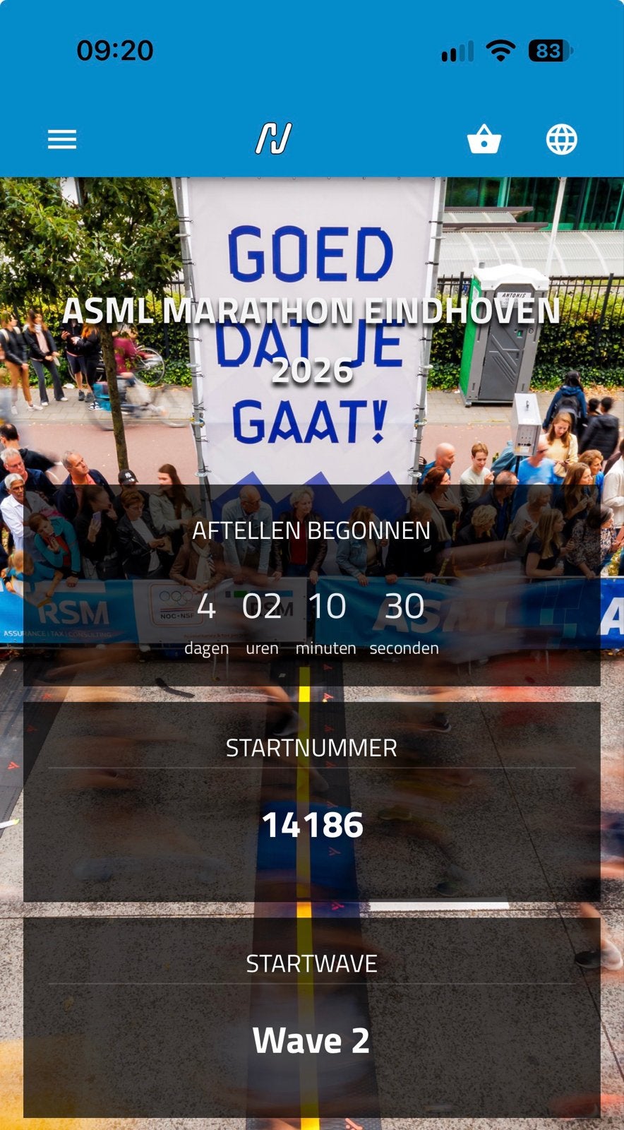 Startbewijs halve mararhon Eindhoven
