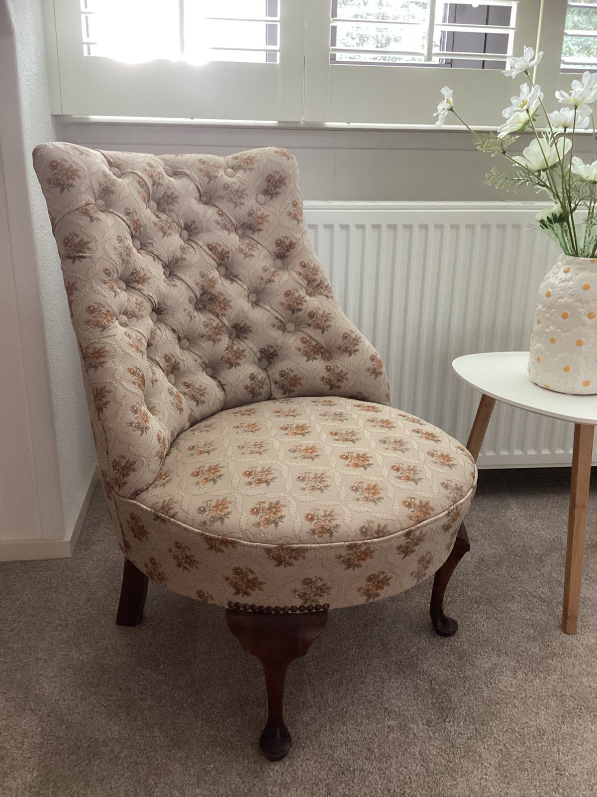 Klassiek damesfauteuiltje, Ophalen, Gebruikt, Minder dan 75 cm, Stof