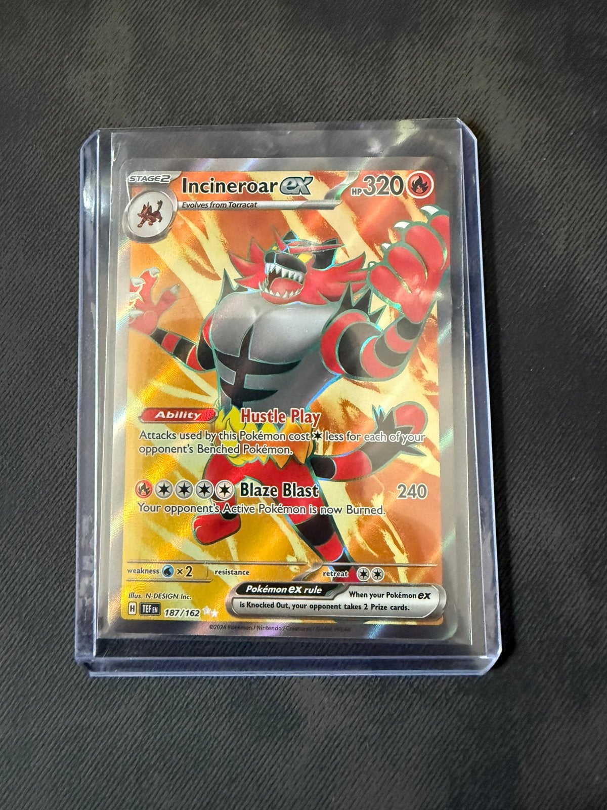 Incineroar EX #187/162, Ophalen of Verzenden, Zo goed als nieuw
