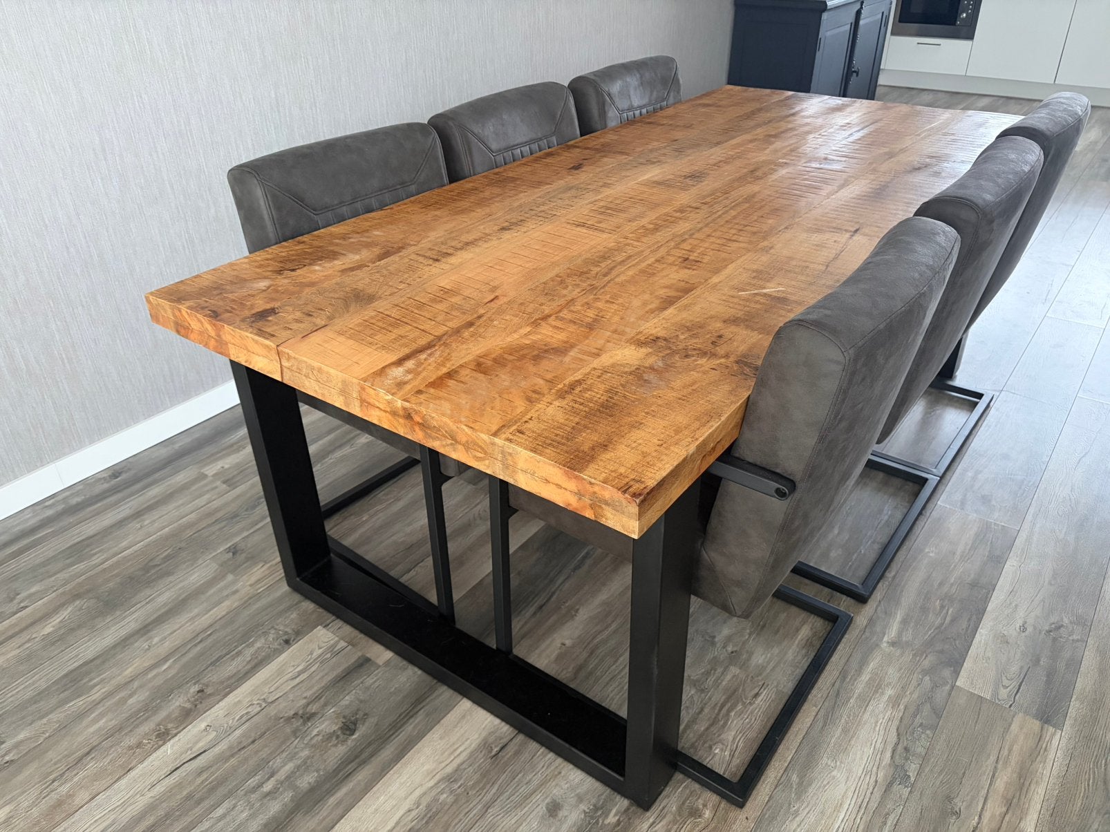 Eetafel 6 personen Mangohout 220x100, Huis en Inrichting, Tafels | Eettafels, Ophalen, Rond, 200 cm of meer, 50 tot 100 cm