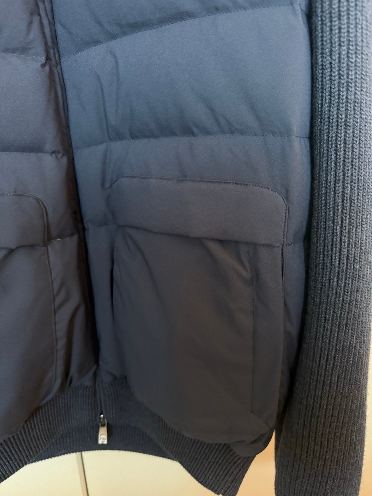 Corneliani donsjack met gebreide mouwen - Maat 50, Kleding | Heren, Ophalen of Verzenden, Zo goed als nieuw, Maat 48/50 (M), Blauw