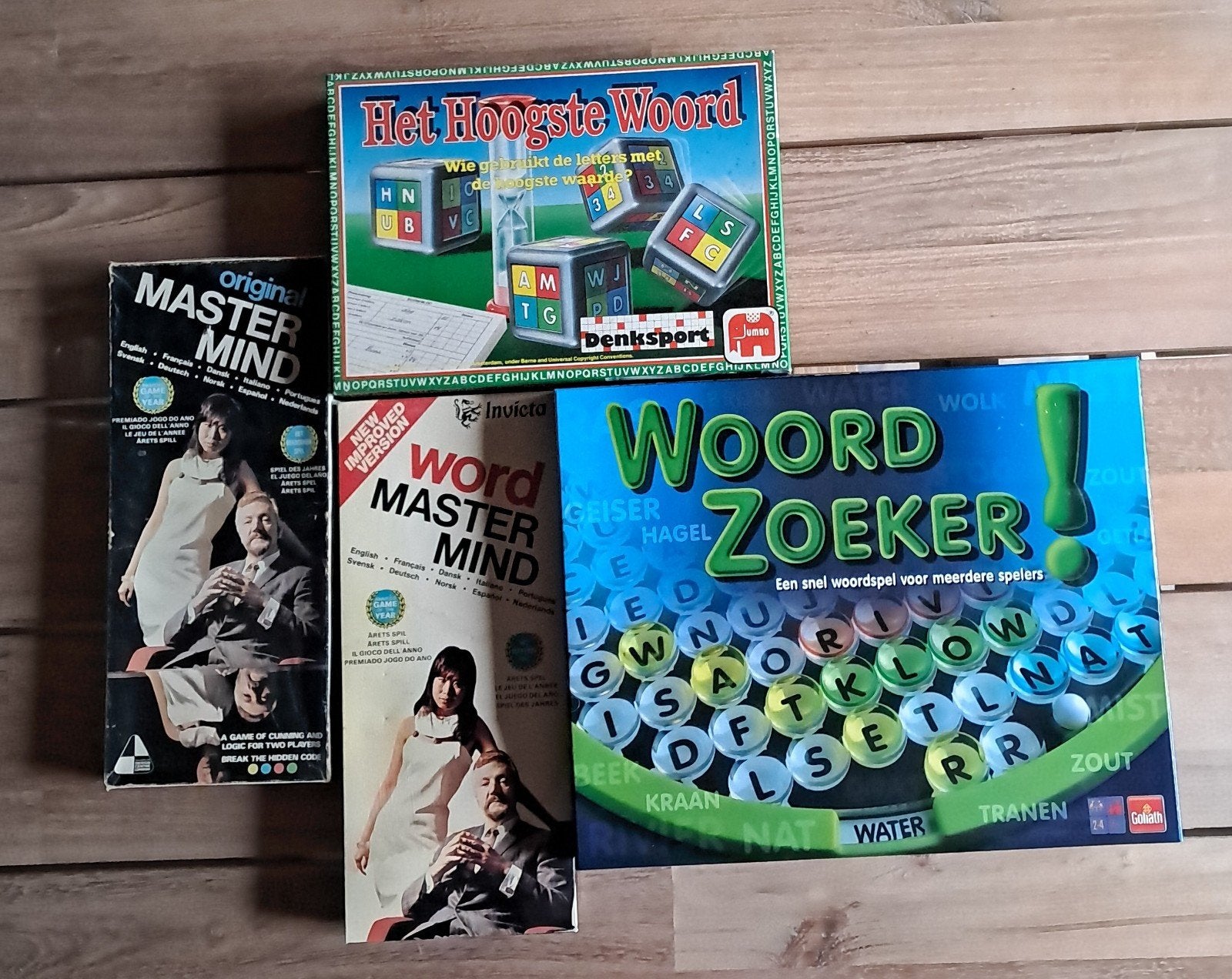 Bordspellen: Mastermind, Het Hoogste Woord, Woordzoeker, Een of twee spelers, Ophalen of Verzenden, Gebruikt, Invicta, Denksport, Jumbo