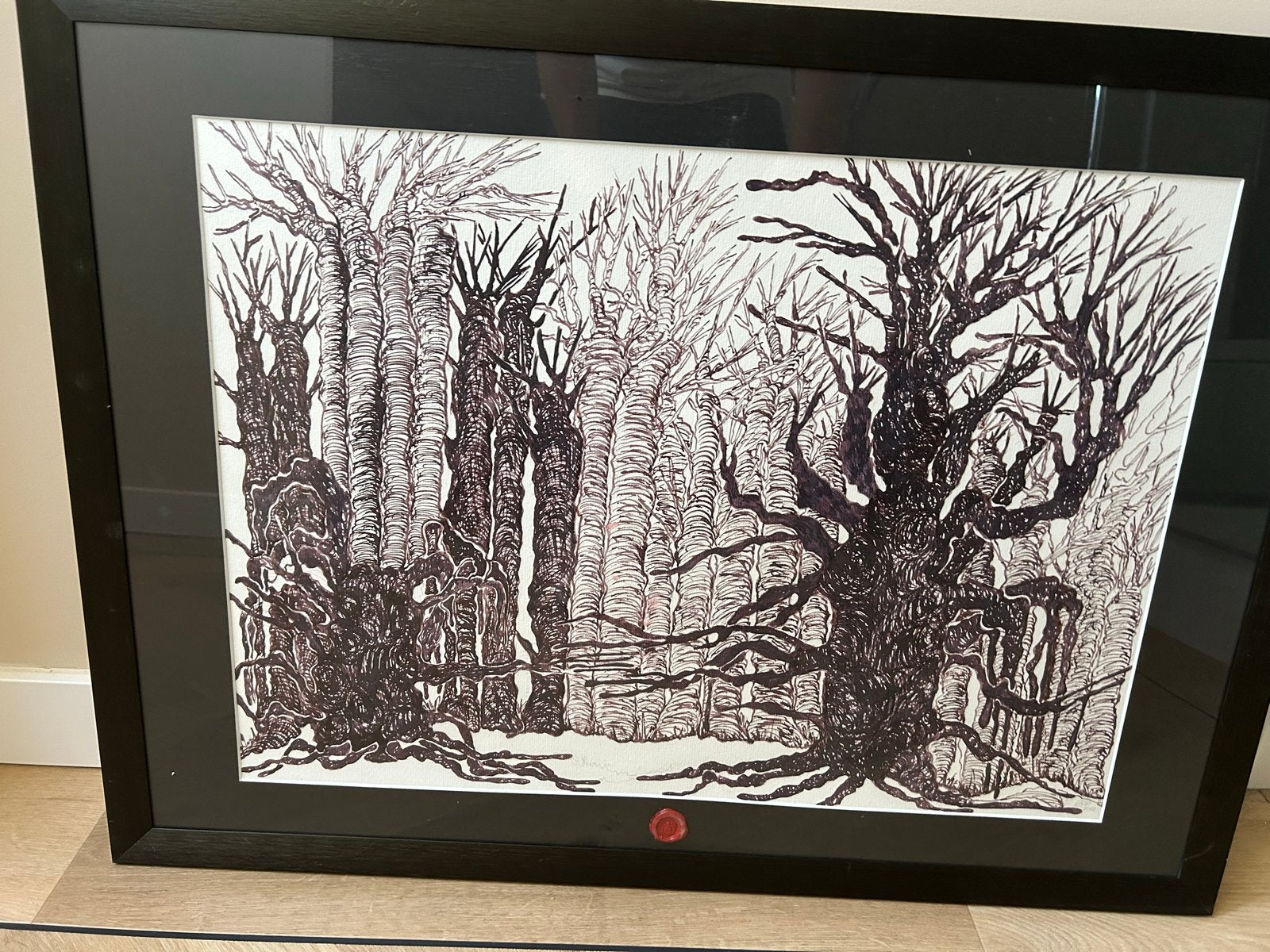 Candy Forest - The Forest Watches You (2012), Antiek en Kunst, Ophalen, Tekening, Pentekening, Achter glas
