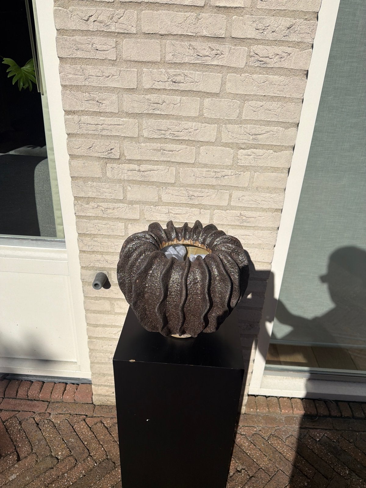 Artistieke vaas/bloempot met unieke textuur, Ophalen of Verzenden