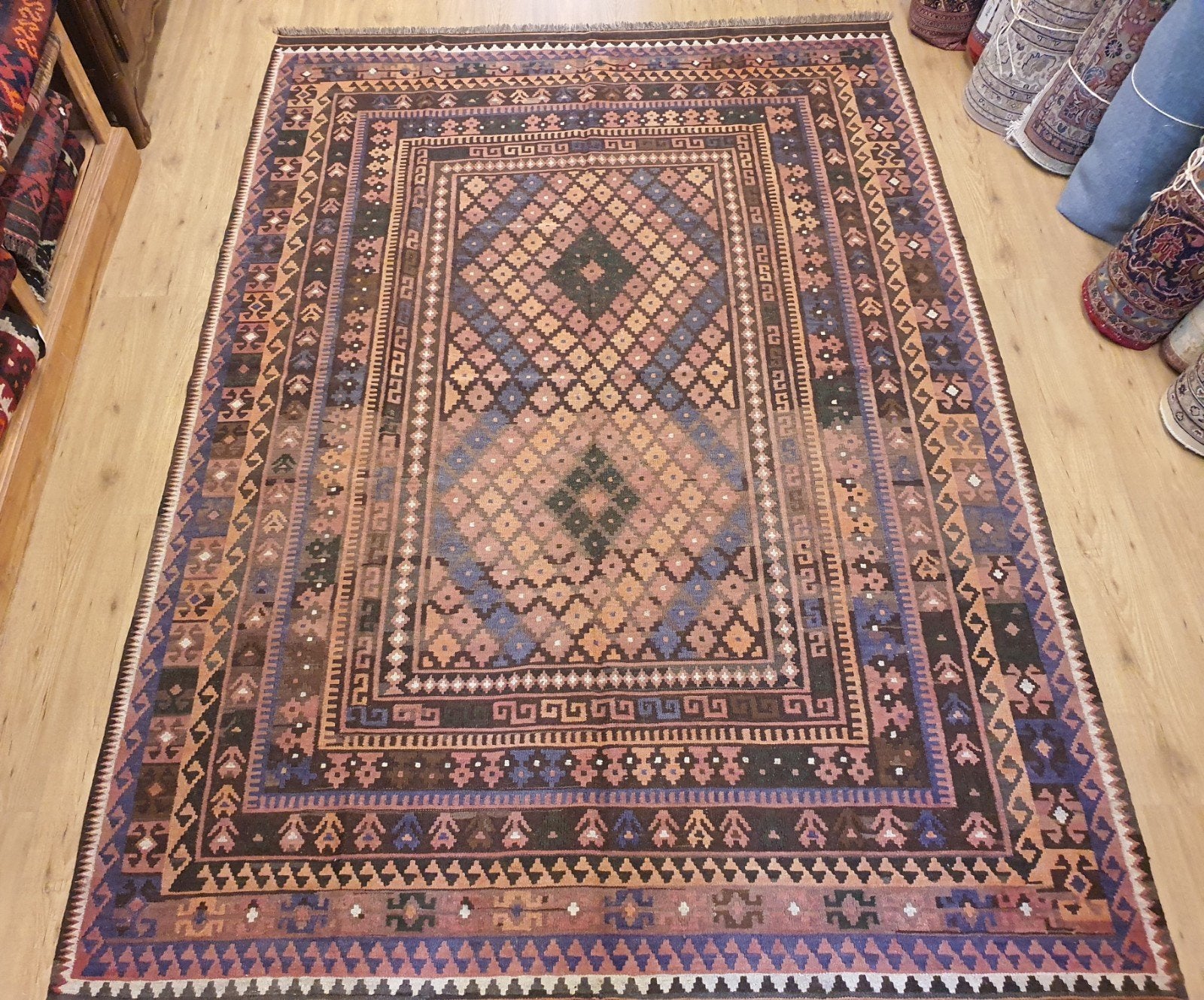 Handgeweven oosterse kelim 293x201, Info@SlatsAntiek.nl, Vof Slats Antiek, Ophalen of Verzenden, Rechthoekig