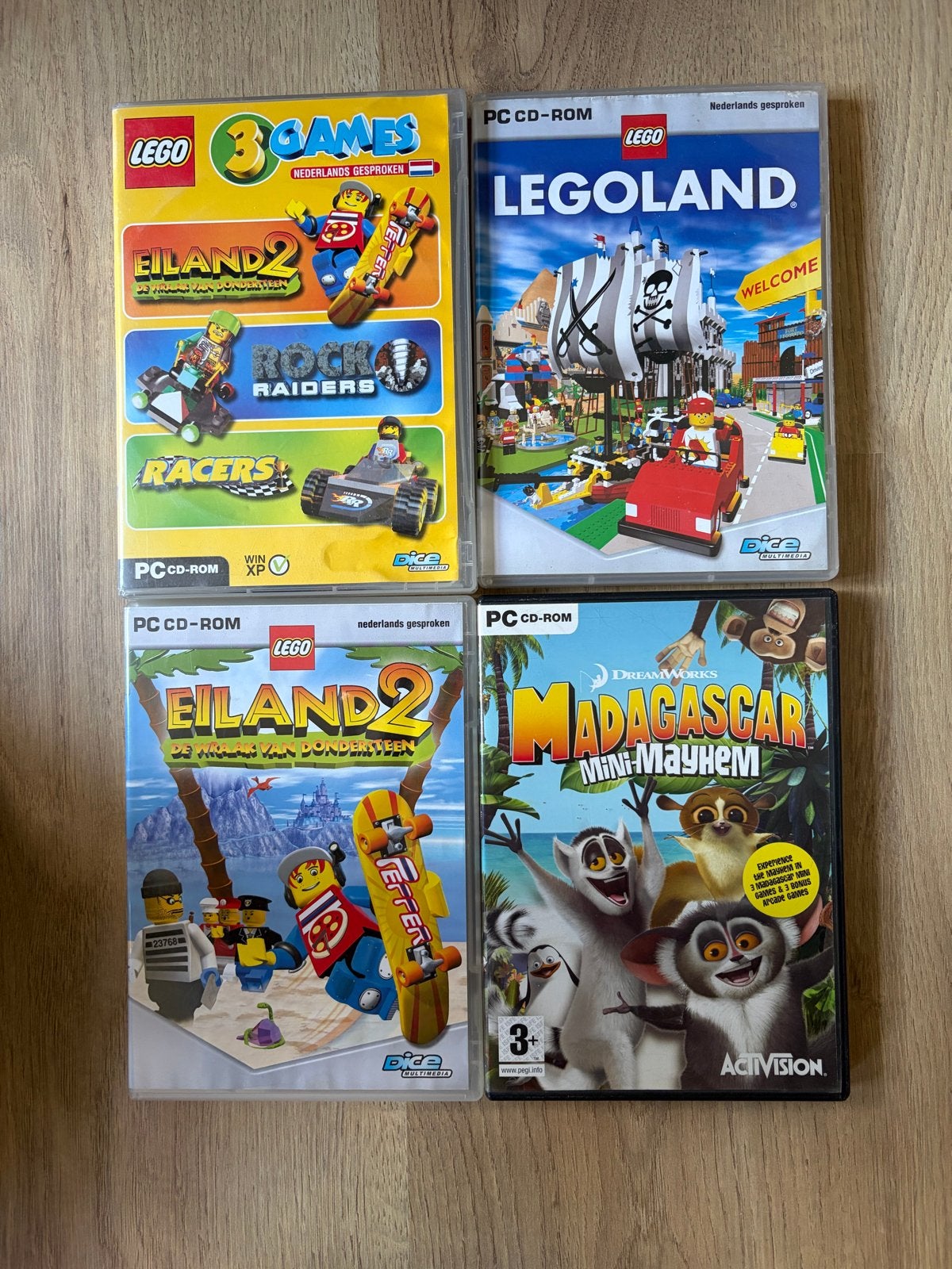 4 PC CD-ROM games: LEGO en Madagascar, Gebruikt, Overige genres, 1 speler, Ophalen of Verzenden