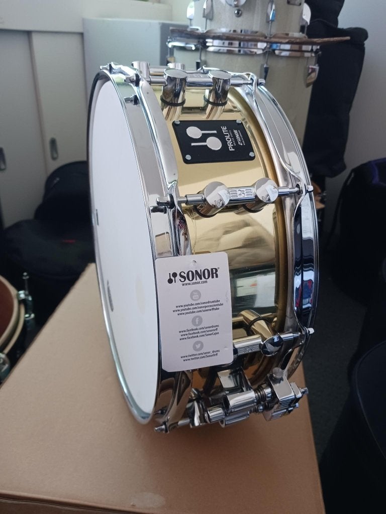 Sonor ProLite Brass snaredrum 14 x 5, Ophalen of Verzenden, Zo goed als nieuw, Sonor