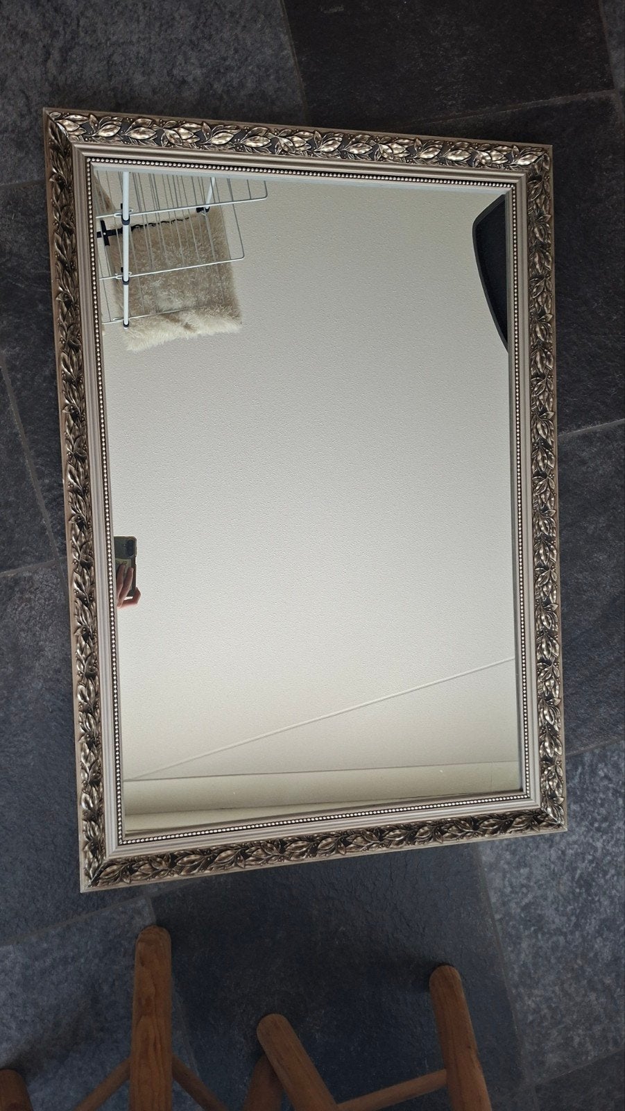 Decoratieve spiegel met sierlijke lijst - 72x102cm, Gebruikt, Ophalen of Verzenden, 100 tot 125 cm, Minder dan 100 cm