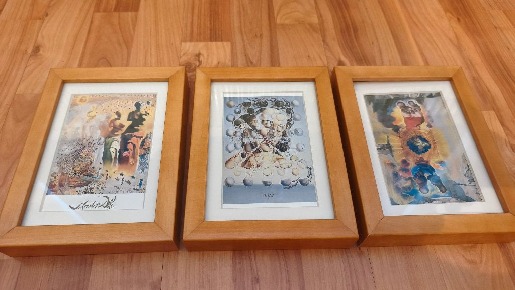 3-luik van salvador Dali prenten ; lijstmaat: 20,5 x 15,5, Huis en Inrichting, Minder dan 50 cm, Gebruikt, Ophalen of Verzenden