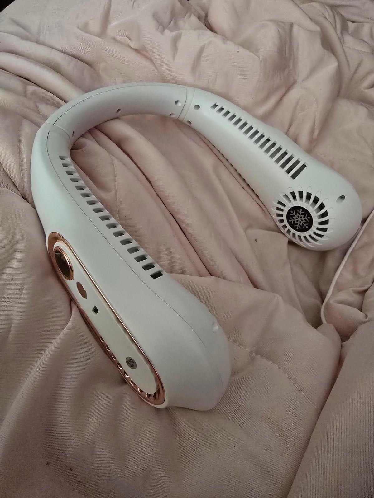Draagbare Nekkraag Ventilator - Wit/Roségoud, Ophalen, Zo goed als nieuw, Overige