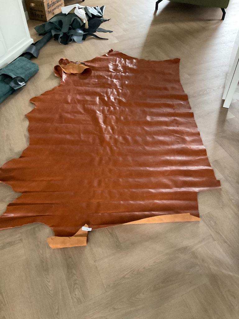 Lederen lap Cognac kleur, Hobby en Vrije tijd, Stoffen en Lappen, Overige kleuren, 120 cm of meer, Leer of Kunstleer, Nieuw