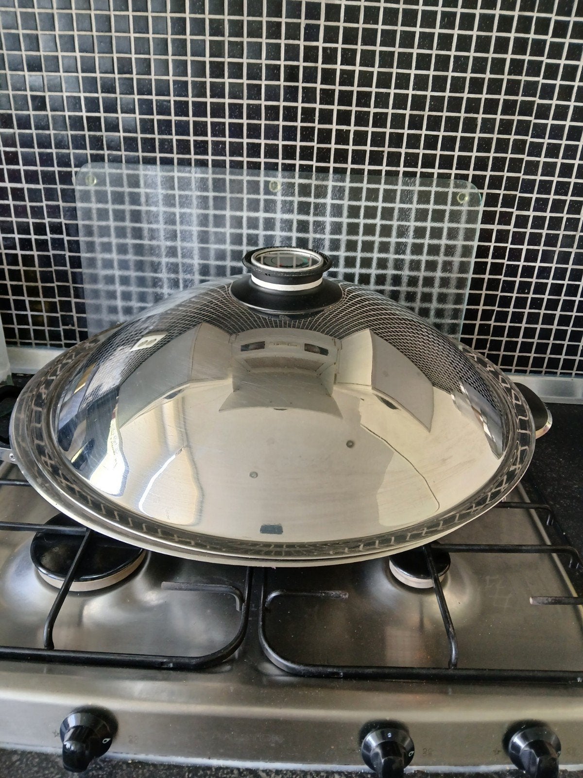 amc wokpan 7.5 liter, Ophalen of Verzenden, Zo goed als nieuw, Rvs, AMC