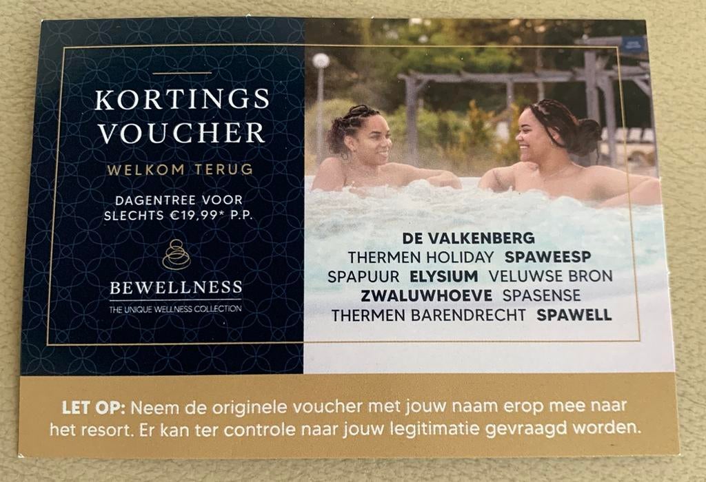 Kortingsvoucher voor 2 personen sauna, Tickets en Kaartjes, Twee personen, Kortingsbon, Spa of Sauna