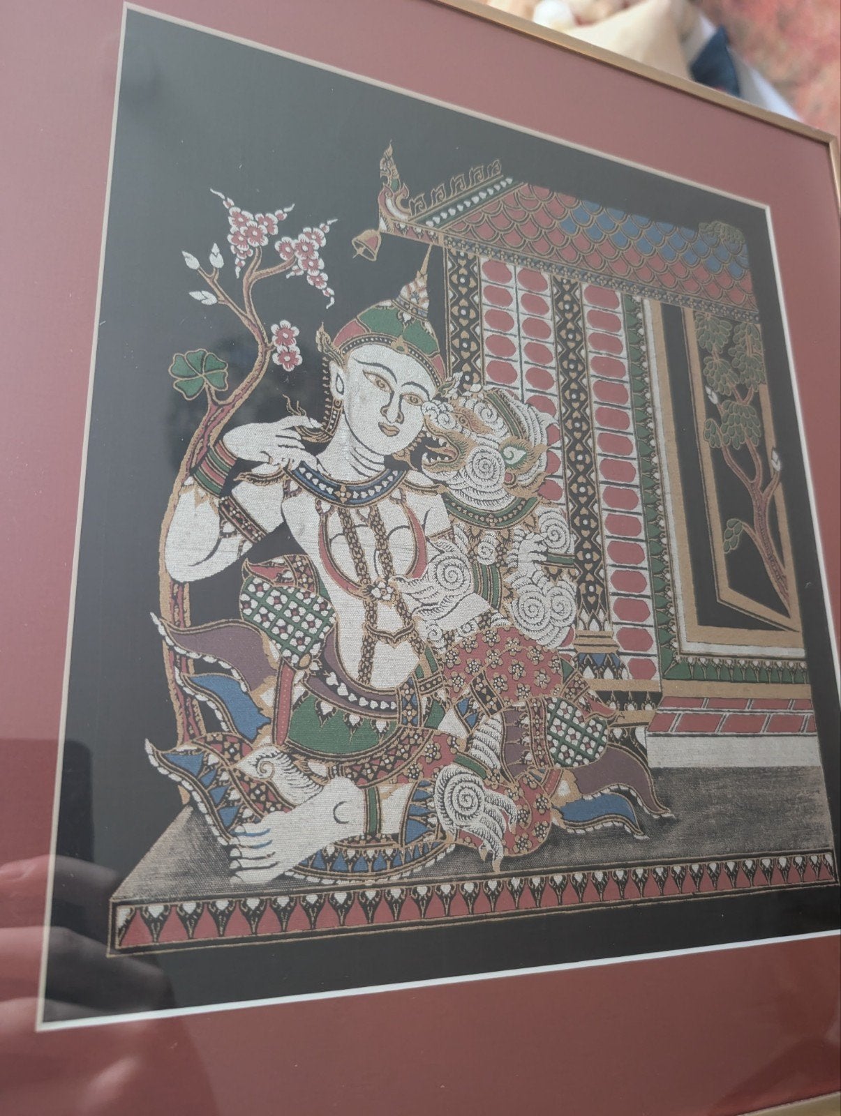 Ingelijste Thaise kunstprint - Traditionele danser, Antiek en Kunst, Ophalen, Wanddecoratie, Papier/karton, Meerkleurig