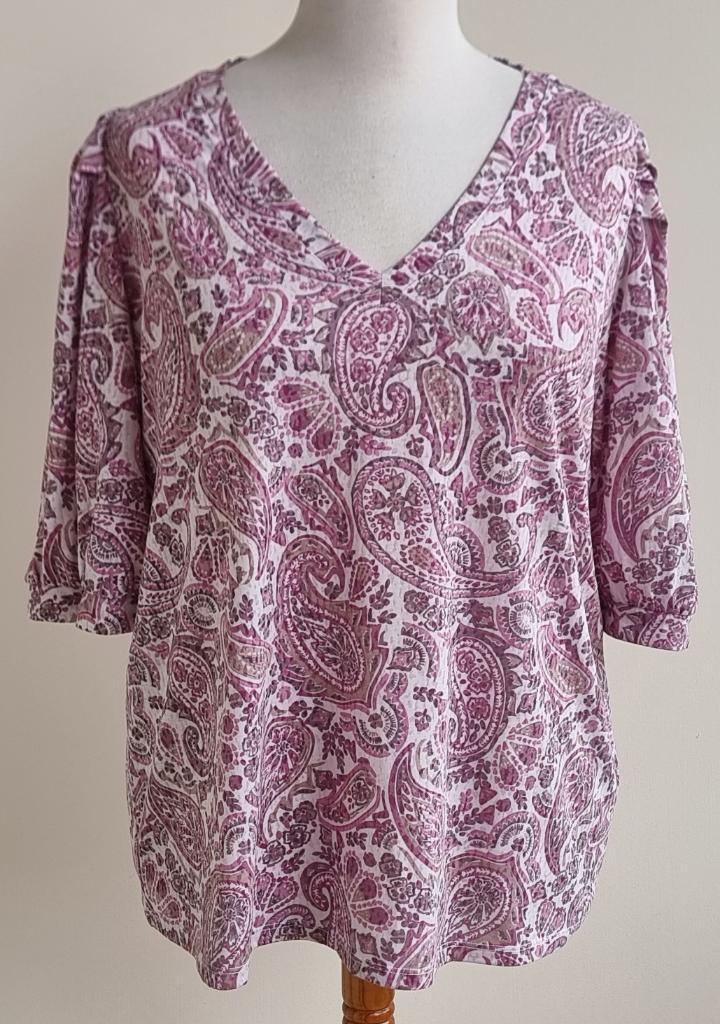 MS Mode roze/beige shirt mt. XL, Maat 46/48 (XL) of groter, Ophalen of Verzenden, Zo goed als nieuw, Korte mouw