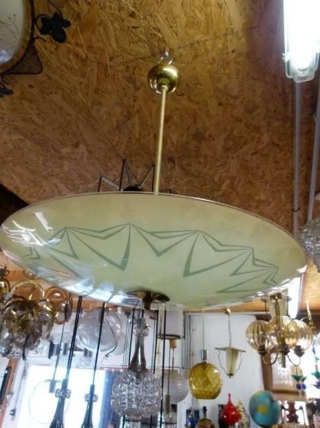 vintage glazen stanglamp 50er jaren Doria, Huis en Inrichting, Lampen | Hanglampen, Ophalen, Gebruikt, Glas, 50er