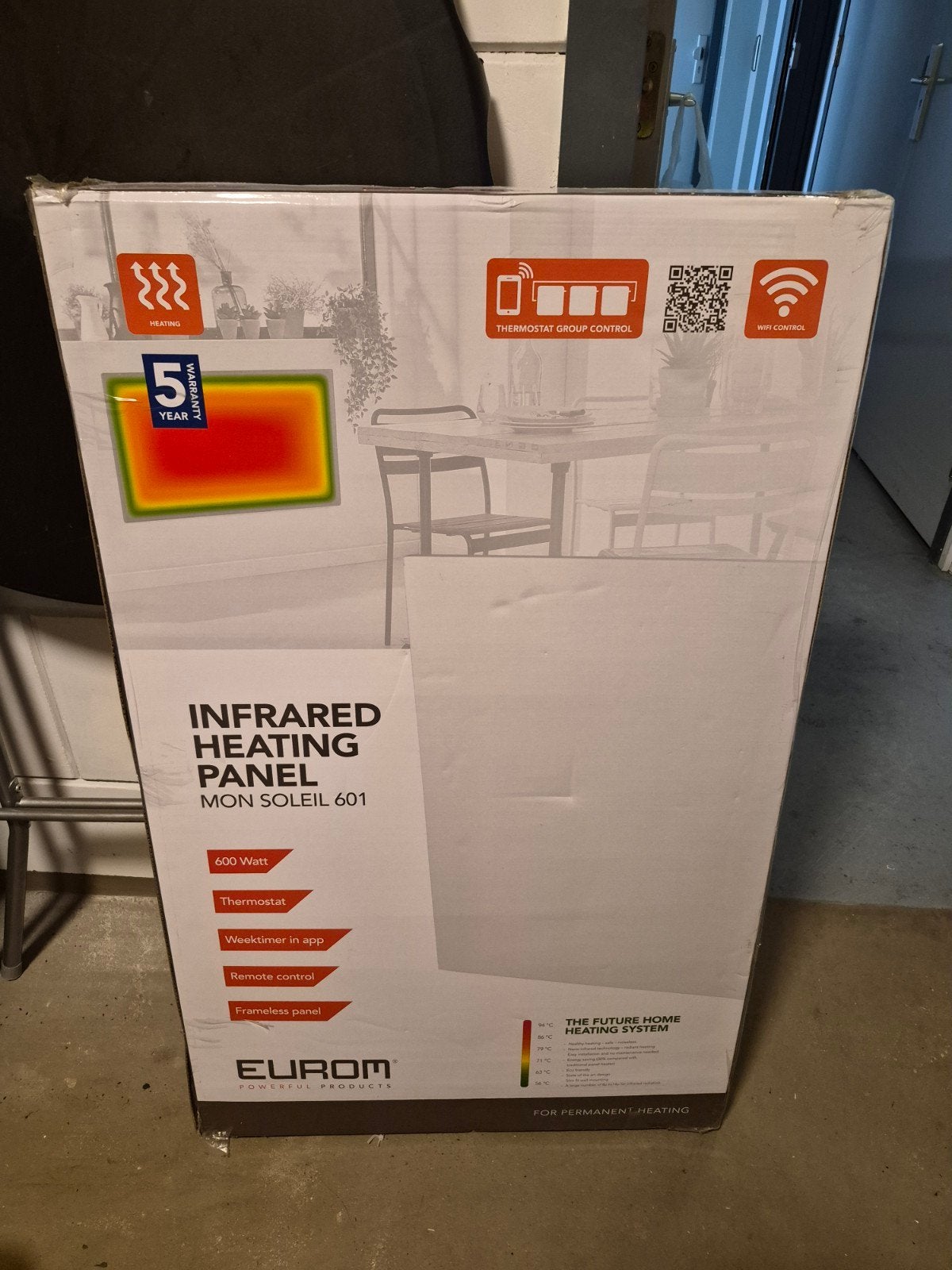 Infrarood paneel 600W met afstandsbediening (z.g.a.n.), Ophalen, 500 tot 800 watt, Radiator, Zo goed als nieuw