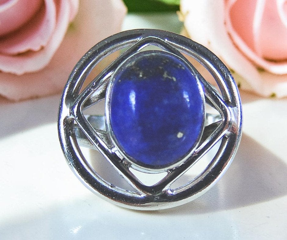 Prachtige 925 modernistische LAPIS LAZULI ring M17!, Verzenden, Zo goed als nieuw, X, Met edelsteen