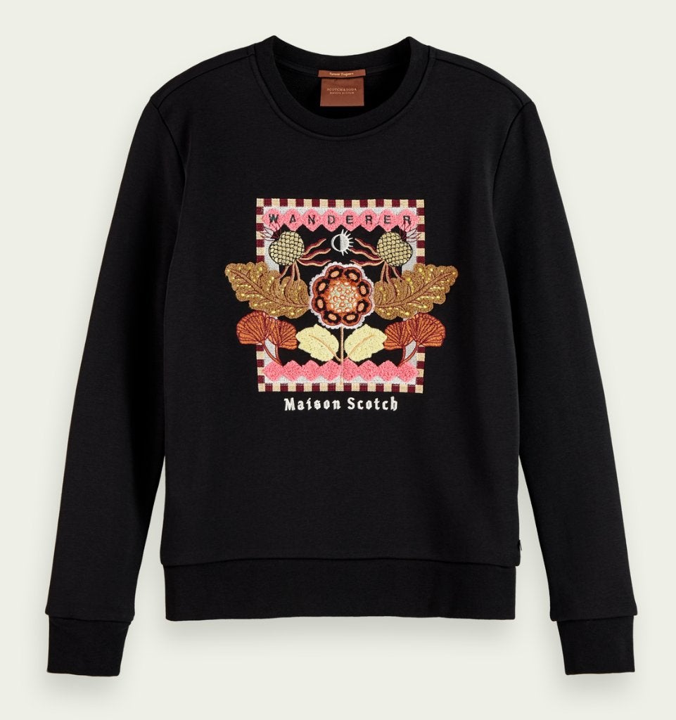 Scotch & Soda geborduurde sweater trui zwart maat L, Zwart, Maat 42/44 (L), Nieuw, Scotch & Soda