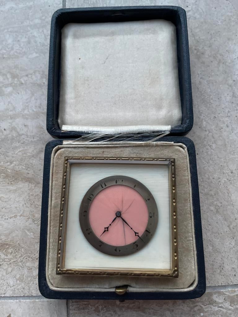 Antieke reisklok in etui - Uniek verzamelobject, Ophalen of Verzenden