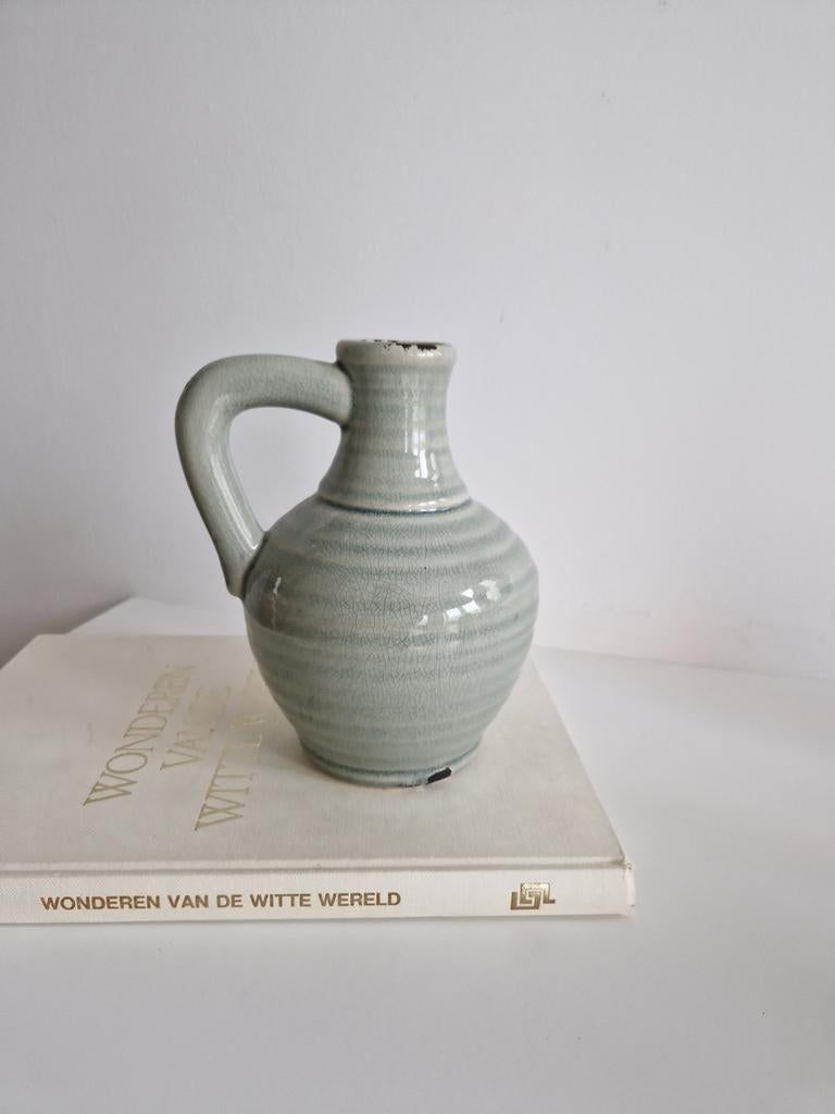 Vaas kruik groen brocante nieuw keuken, Aardewerk of Porselein, Ophalen of Verzenden, Zo goed als nieuw, Minder dan 50 cm