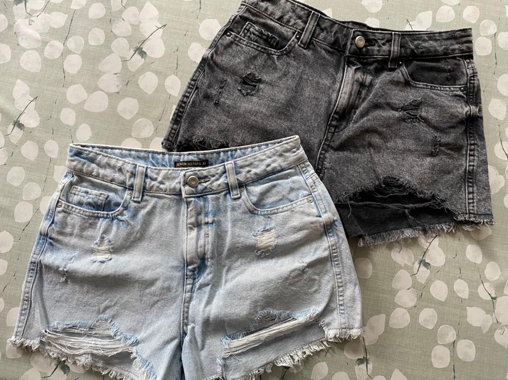 2 korte denim jeans Seven Sisters The Sting XS, Kort, Blauw, Ophalen of Verzenden, Zo goed als nieuw