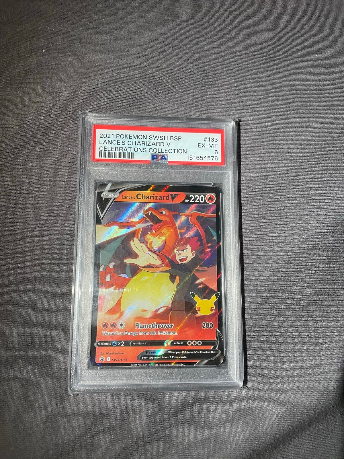 Charizard V 25 Celebrations PSA 6 Pokémon kaart, Ophalen of Verzenden, Gebruikt, Losse kaart, Foil