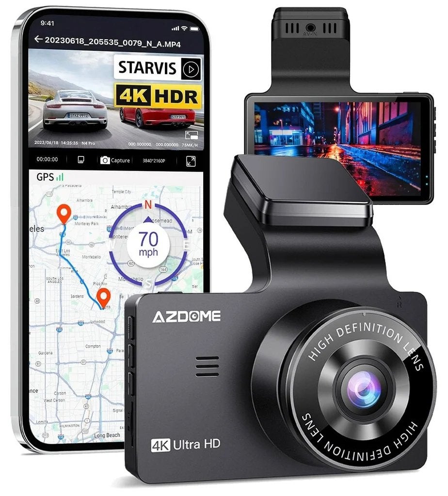 Azdome M63 Pro 4K Dashcam met 64GB en achtercamera 2CH, Auto diversen, Ophalen of Verzenden, Nieuw