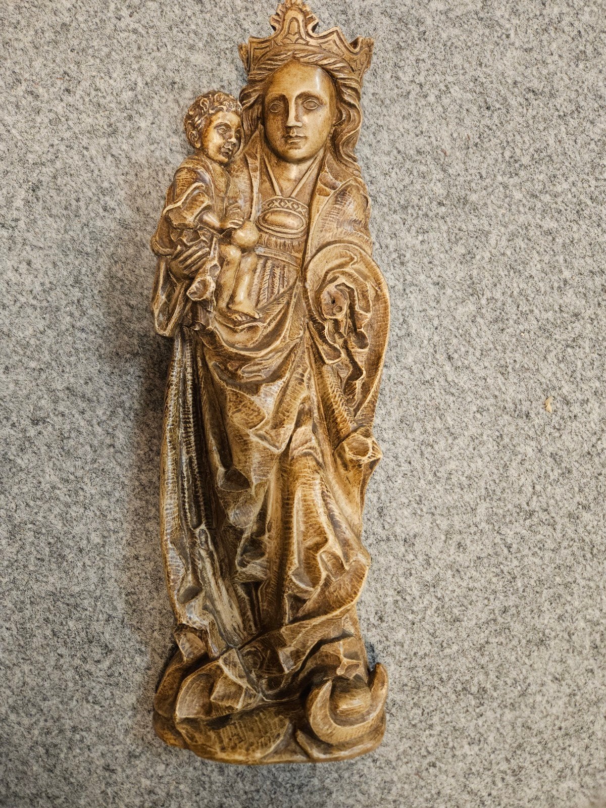 Antiek aardewerk heiligbeeld Maria met kind, Ophalen