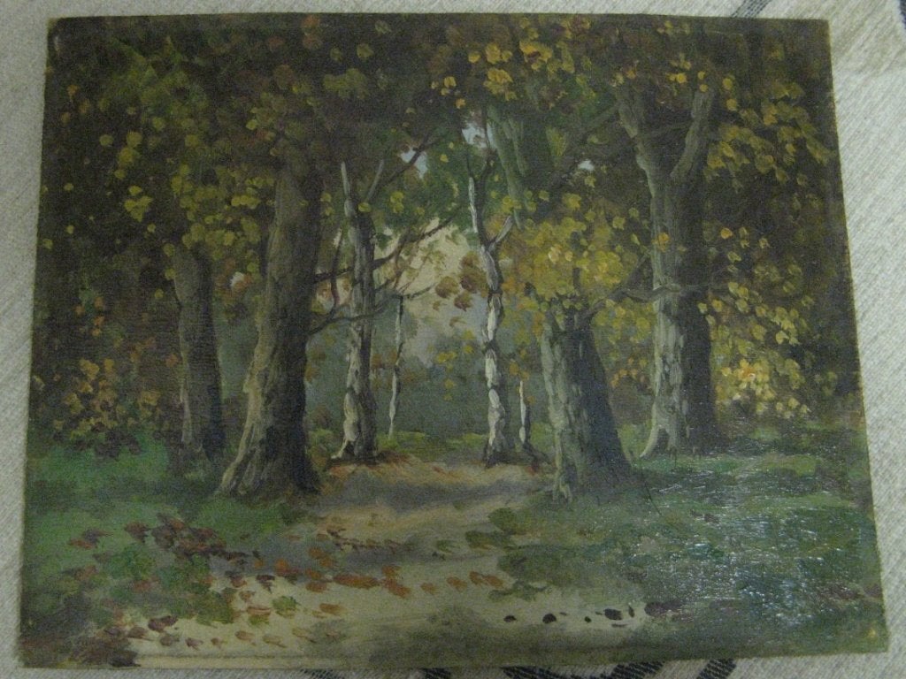 Origineel schilderij gesigneerd E Jeska 32 x 25,5 cm, Ophalen of Verzenden