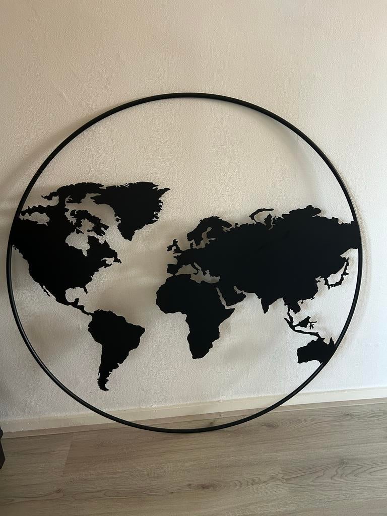 Muurdecoratie Wereldbol Kwantum - Zwart Metaal Ø 110cm, Ophalen, Metaal, Zwart, Decoratieobject