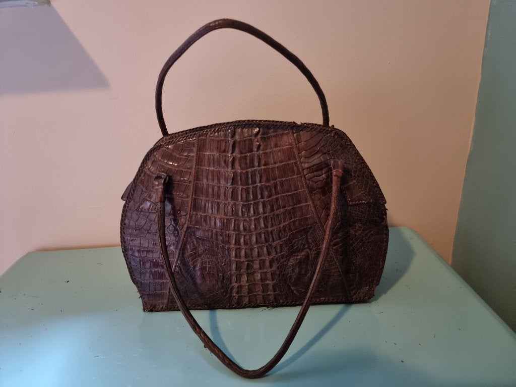 krokodillenleren handtas, Ophalen of Verzenden, Dames, Onbekend