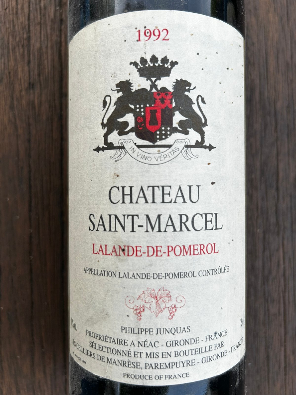 Chateau Saint Marcel rode wijn 1992, Ophalen of Verzenden, Zo goed als nieuw, Frankrijk, Rode wijn