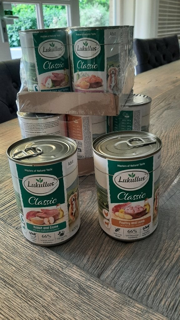 Lukullus Honden Natvoer | 6 Blikken 400 gr., Ophalen of Verzenden, Hond