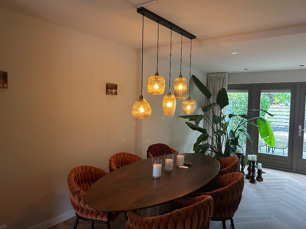 hanglamp, Huis en Inrichting, Ophalen, Zo goed als nieuw, Glas, E27 (groot)