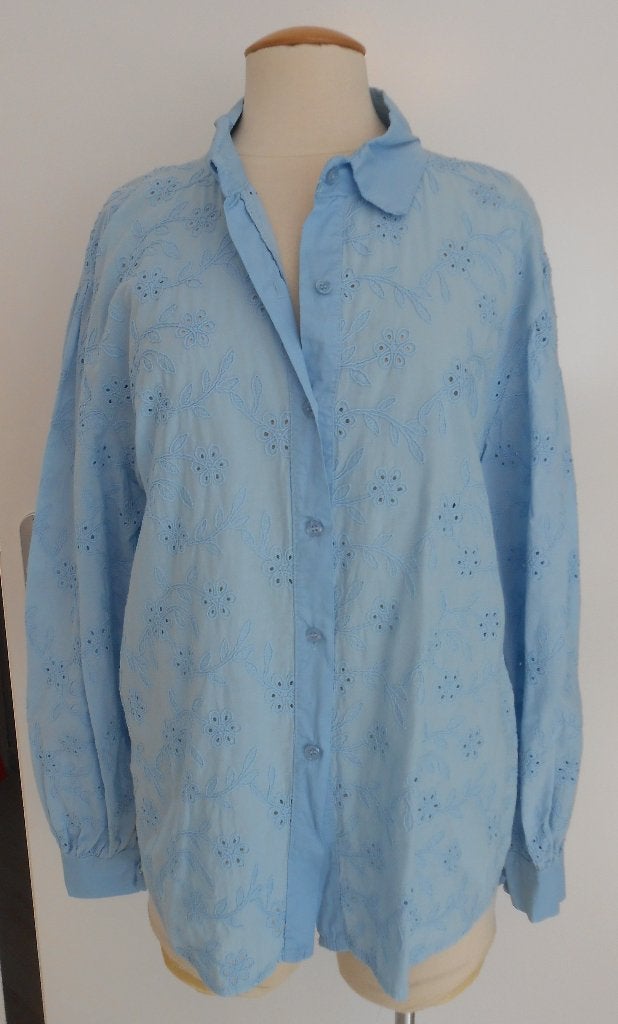 blouse blouw mt L (42/44), Ophalen of Verzenden, Zo goed als nieuw, Maat 42/44 (L), Blauw