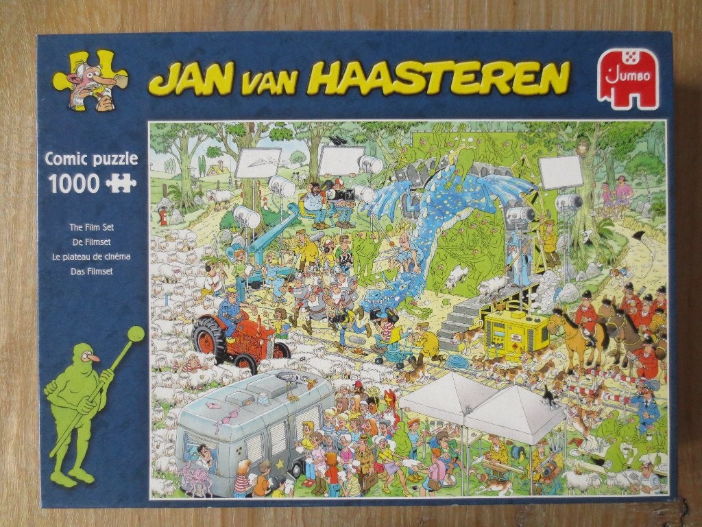 Legpuzzel:van Jan van Haasteren - 1000 stukjes : De Filmset., Ophalen of Verzenden, 500 t/m 1500 stukjes, Zo goed als nieuw, Legpuzzel