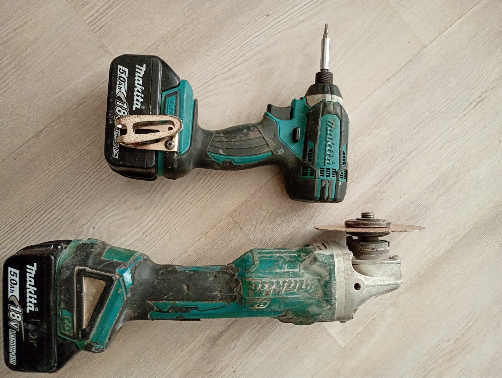 Makita Accu Gereedschap Set: Boormachine en Haakse Slijper, Ophalen of Verzenden, Gebruikt