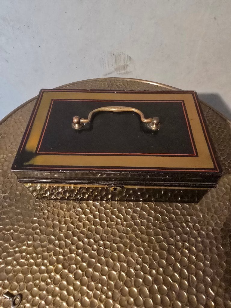 Vintage metalen documentenkist schrijfkist met vakverdeling, Ophalen of Verzenden