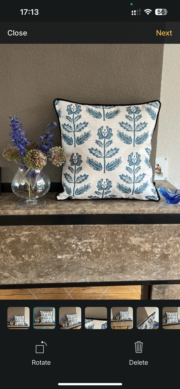Handgemaakte dubbelzijdige kussenhoes, Ophalen of Verzenden, Nieuw, Blauw, Vierkant