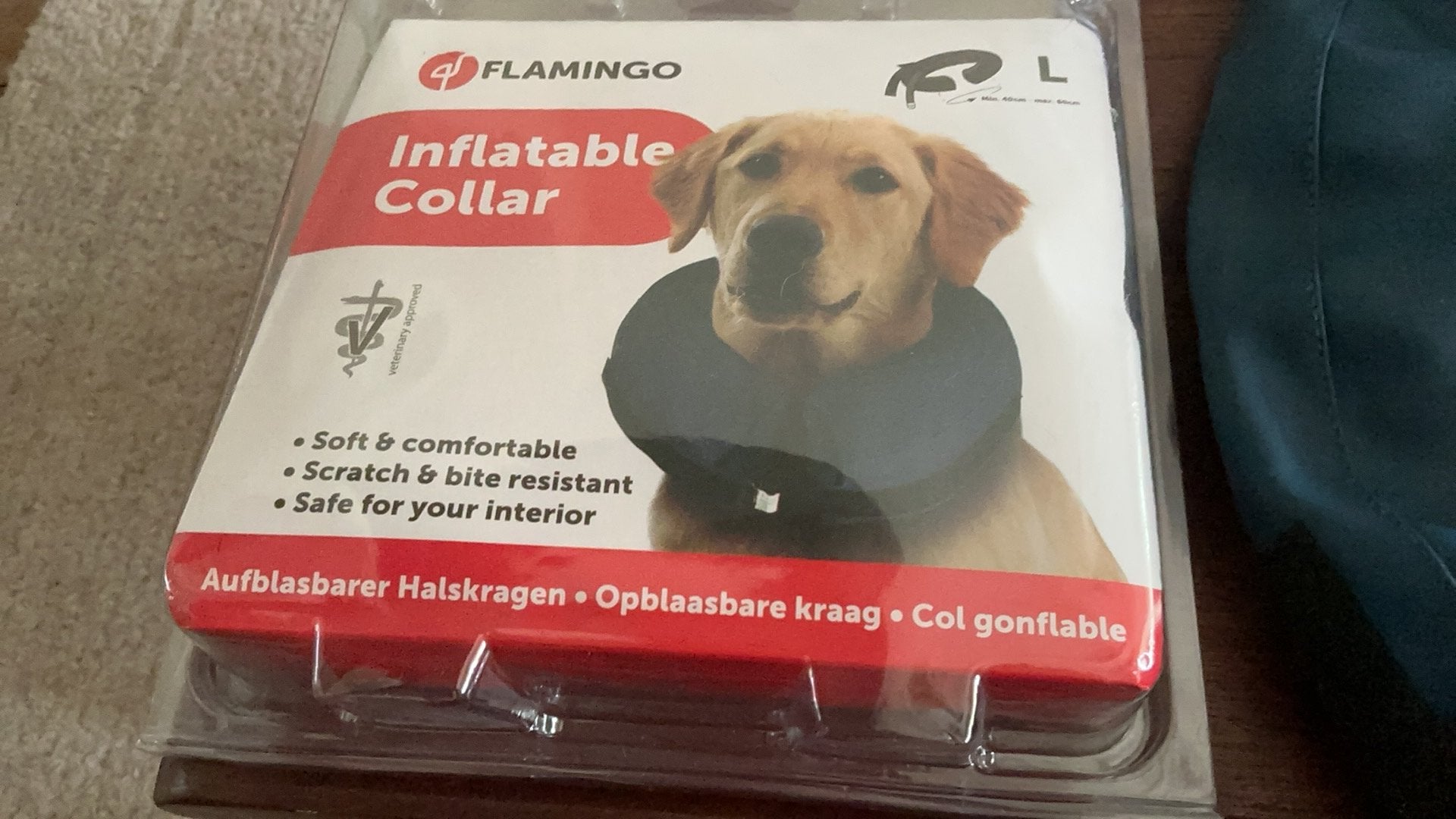 Flamingo kraag voor honden opblaasbaar zgan, Ophalen, Zo goed als nieuw